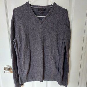 Banana Republic Men's Size M Cotton Cashmere Blend V-Neck Gray Sweater